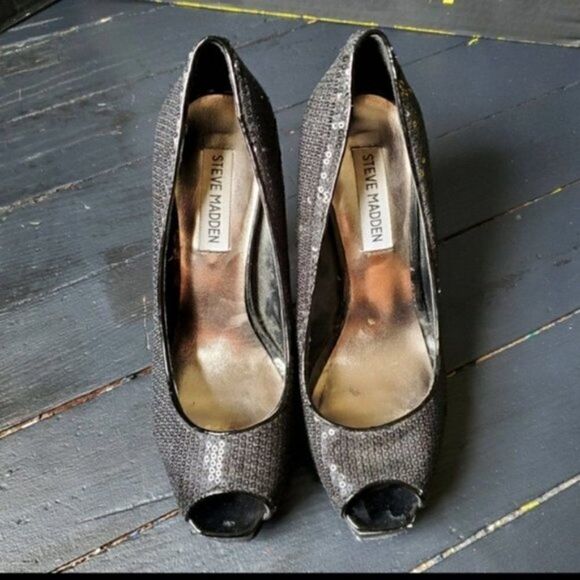 Steve Madden Black Sequin Heels KARRO - Picture 8 of 8
